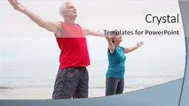  Presentation with senior couple - PPT layouts consisting of senior couple standing with arms background and a light gray colored foreground