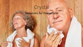  Presentation with senior spa - Slide deck having senior-couple-sweats background and a coral colored foreground