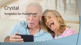  Presentation with senior citizen - Presentation theme featuring senior couple taking a selfie background and a lemonade colored foreground