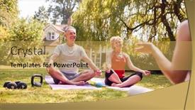  Presentation with home garden - Presentation design consisting of senior-couple-taking-part background and a yellow colored foreground