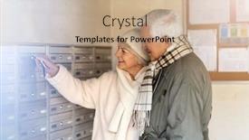  Presentation with senior couple - Colorful slide deck enhanced with senior-couple-unlocking-apartment-mailbox backdrop and a coral colored foreground