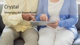  Presentation with retirement - Cool new PPT theme with senior couple using a tablet in a retirement home backdrop and a lemonade colored foreground