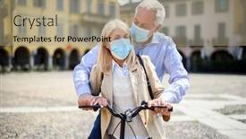  Presentation with senior couple - Colorful presentation theme enhanced with senior-couple-using-an-e backdrop and a coral colored foreground