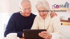  Presentation with senior couple - Slides with senior couple using digital tablet background and a lemonade colored foreground