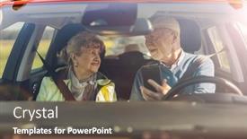  Presentation with senior couple - Slide set enhanced with senior-couple-using-gps background and a gray colored foreground