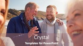  Presentation with offspring - PPT theme enhanced with senior-couple-walking-along-shoreline background and a violet colored foreground