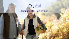  Presentation with granddaughter walking senior - Theme enhanced with senior couple walking in forest background and a  colored foreground