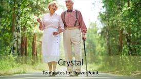  Presentation with elderly - Slides enhanced with senior couple walking in park background and a mint green colored foreground