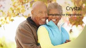  Presentation with granddaughter walking senior - PPT layouts featuring senior couple walking through autumn background and a coral colored foreground