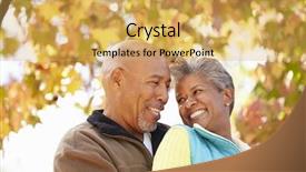  Presentation with granddaughter walking senior - Theme featuring senior couple walking through autumn background and a yellow colored foreground
