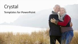  Presentation with granddaughter walking senior - Audience pleasing slides consisting of senior couple walking through sand backdrop and a white colored foreground