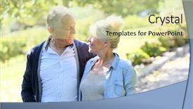  Presentation with walking together - Slides consisting of senior couple walking together in park background and a blonde colored foreground