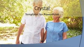  Presentation with walking together - Beautiful presentation theme featuring senior couple walking together in the countryside backdrop and a blonde colored foreground