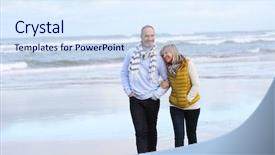  Presentation with senior couple - Slides enhanced with 60 years - senior couple walking background and a sky blue colored foreground