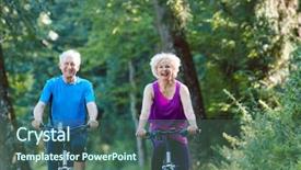  Presentation with physical activity seniors active senior - Presentation theme enhanced with senior couple wearing cool fitness background and a ocean colored foreground