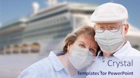  Presentation with face masks - Audience pleasing PPT theme consisting of senior-couple-wearing-face-masks backdrop and a sky blue colored foreground