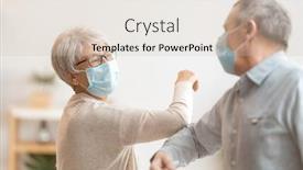  Presentation with 2019 - Presentation theme enhanced with senior-couple-wearing-face-masks background and a soft green colored foreground