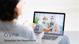  Presentation with face masks - Slide set with senior-couple-wearing-face-masks background and a light gray colored foreground