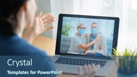  Presentation with face masks - Amazing slide set having senior-couple-wearing-face-masks backdrop and a ocean colored foreground