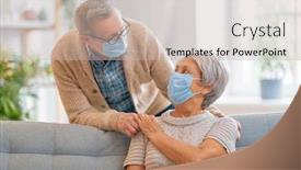  Presentation with flu virus - Beautiful presentation theme featuring senior-couple-wearing-facemasks-during backdrop and a soft green colored foreground