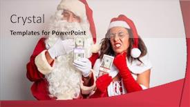  Presentation with infection - PPT theme having senior couple wearing santa claus costume holding dollars over isolated white background touching painful neck sore throat for flu clod and infection background and a lemonade colored foreground