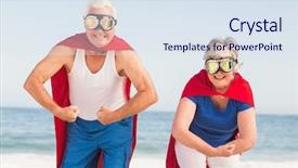  Presentation with superman - Presentation featuring senior couple wearing superman costume background and a sky blue colored foreground