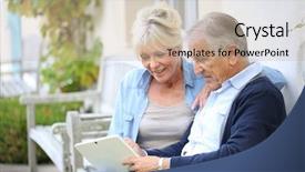  Presentation with navegador internet - PPT theme having senior couple websurfing on internet background and a mint green colored foreground