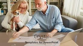  Presentation with senior couple - Presentation theme with senior-couple-with-a-dog background and a coral colored foreground