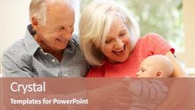  Presentation with senior couple - Slide set enhanced with senior couple with baby grandson background and a coral colored foreground