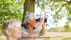  Presentation with senior couple - Amazing theme having senior-couple-with-binoculars backdrop and a coral colored foreground