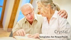  Presentation with senior couple - Presentation theme consisting of senior-couple-with-book-reading background and a lemonade colored foreground