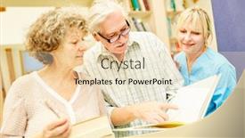  Presentation with caregiver - PPT theme enhanced with senior-couple-with-book background and a lemonade colored foreground