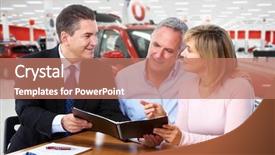  Presentation with car dealer - Colorful theme enhanced with senior couple with car dealer backdrop and a coral colored foreground