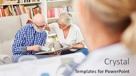  Presentation with assisted living - Amazing slides having senior-couple-with-dementia backdrop and a sky blue colored foreground