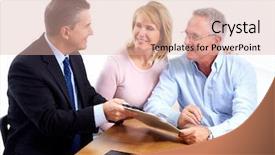  Presentation with active seniors senior couple - Audience pleasing PPT theme consisting of senior couple with financial adviser backdrop and a lemonade colored foreground
