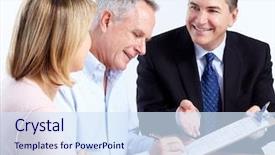  Presentation with senior couple - PPT theme consisting of senior couple with financial adviser background and a sky blue colored foreground