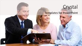  Presentation with senior couple - Audience pleasing slide deck consisting of senior couple with financial adviser backdrop and a lemonade colored foreground