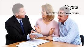  Presentation with senior couple - PPT theme featuring senior couple with financial adviser background and a sky blue colored foreground