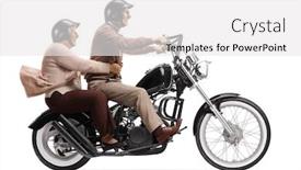  Presentation with custom - Theme having senior-couple-with-helmets-riding background and a white colored foreground