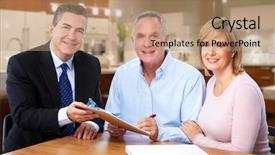  Presentation with trust insurance - PPT theme with senior couple with insurance agent background and a  colored foreground