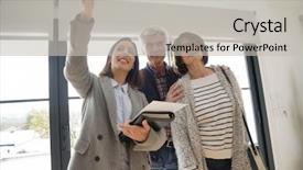  Presentation with real estate growth - Slide set consisting of senior couple with real estate background and a  colored foreground