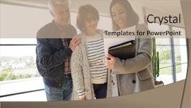  Presentation with for real estate - Slide deck having senior couple with real estate background and a coral colored foreground