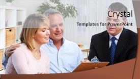  Presentation with senior couple - Presentation theme consisting of senior couple with real estate background and a sky blue colored foreground