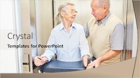  Presentation with senior couple - Slide deck with senior-couple-with-rollator-supports background and a soft green colored foreground