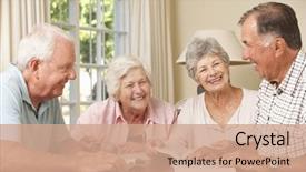  Presentation with reading - Colorful presentation enhanced with senior couples attending book reading backdrop and a coral colored foreground