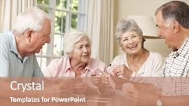  Presentation with game - Audience pleasing presentation design consisting of senior couples enjoying game backdrop and a coral colored foreground