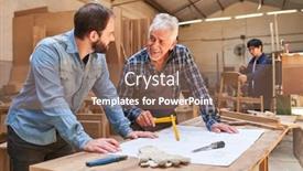  Presentation with house building - Slide deck featuring senior-craftsman-and-carpenter-apprentice background and a coral colored foreground