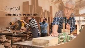  Presentation with web workshop - Amazing presentation theme having senior-craftsman-as-a-carpenter backdrop and a coral colored foreground