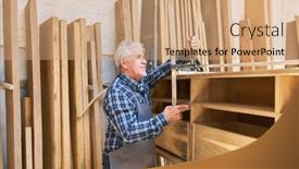  Presentation with craftsman - Slide deck enhanced with senior-craftsman-as-cabinet-maker background and a coral colored foreground