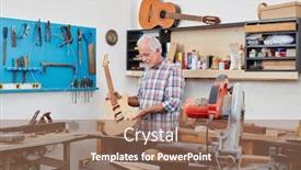  Presentation with craftsman - Slide deck consisting of senior-craftsman-builds-a-wooden background and a coral colored foreground